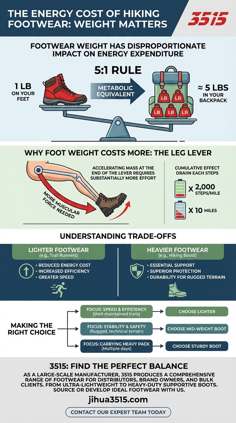 ¿Cómo afecta el peso del calzado de senderismo al gasto energético? Mejora tu eficiencia en el senderismo Guía Visual