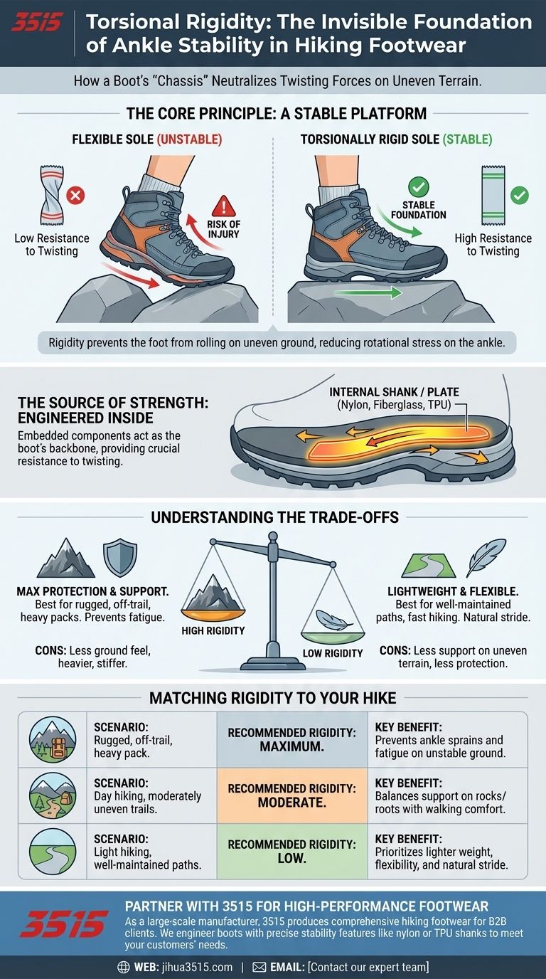 Comment la rigidité torsionnelle contribue-t-elle à la stabilité de la cheville dans les chaussures de randonnée ? Construisez une base stable pour votre randonnée Guide Visuel