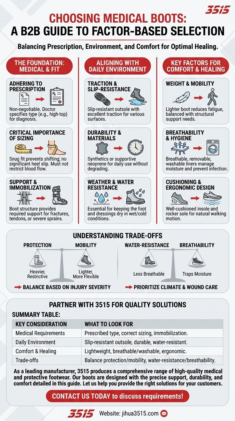 Cosa considerare quando si scelgono gli stivali medici? Garantire una vestibilità, un supporto e una sicurezza adeguati Guida Visiva