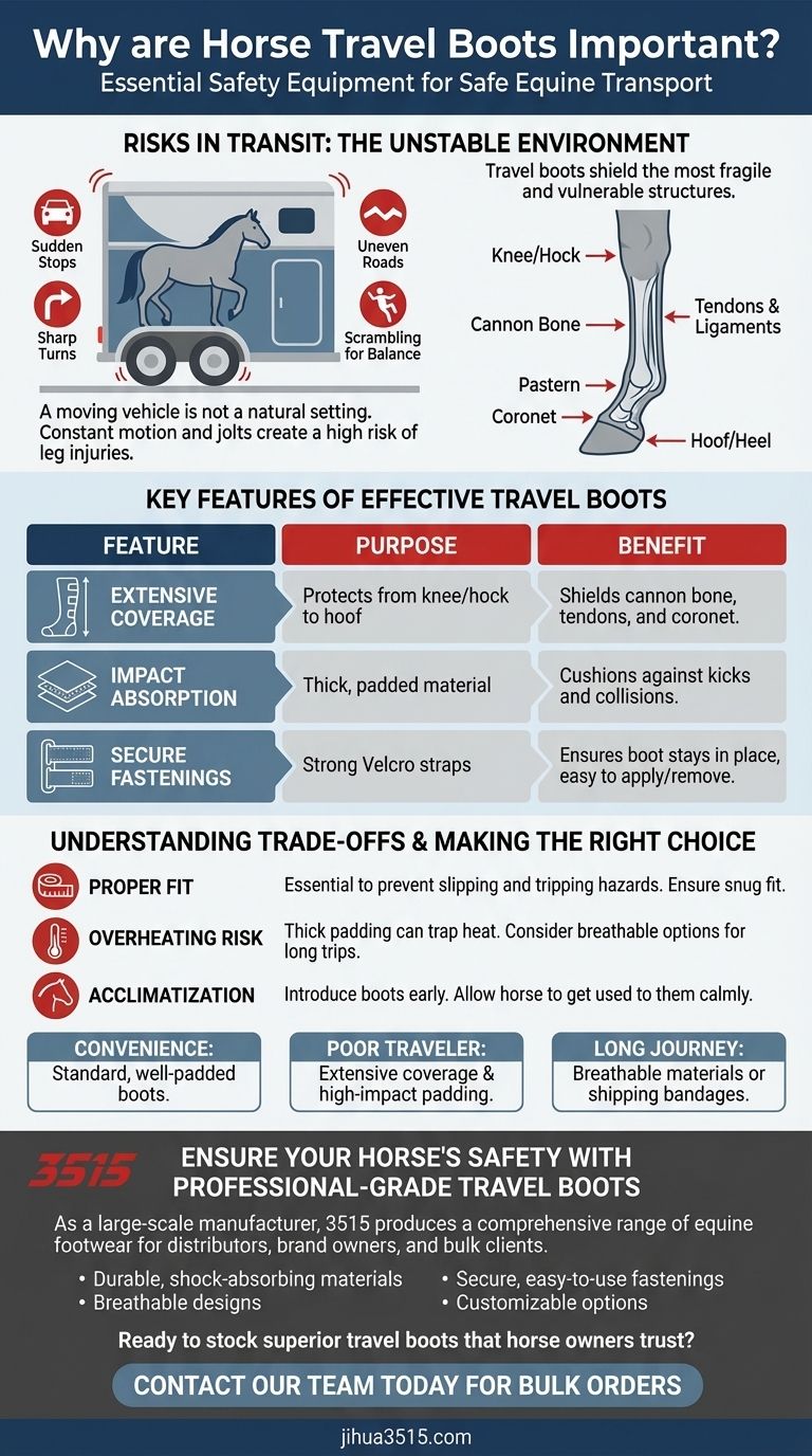 Perché gli stivali da viaggio sono importanti? Protezione essenziale per le zampe del tuo cavallo durante il trasporto Guida Visiva