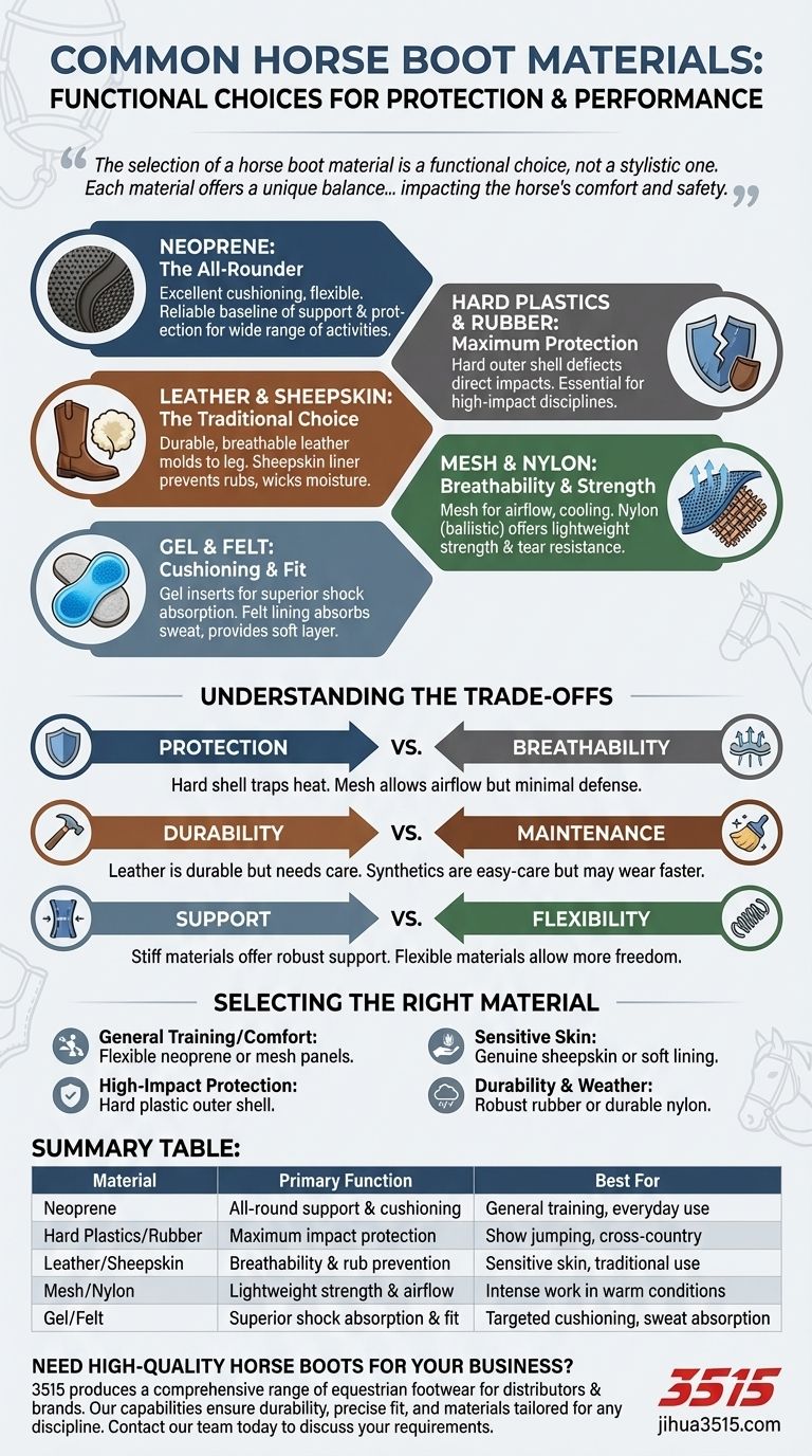 ¿Qué materiales se utilizan comúnmente en las botas para caballos? Una guía de protección, soporte y comodidad Guía Visual