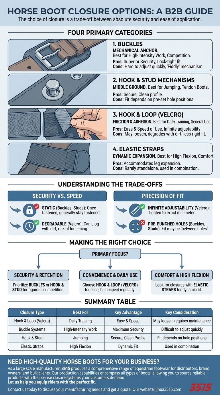Quais são as opções comuns de fecho para botas de cavalo? Garanta o ajuste certo para a sua disciplina Guia Visual