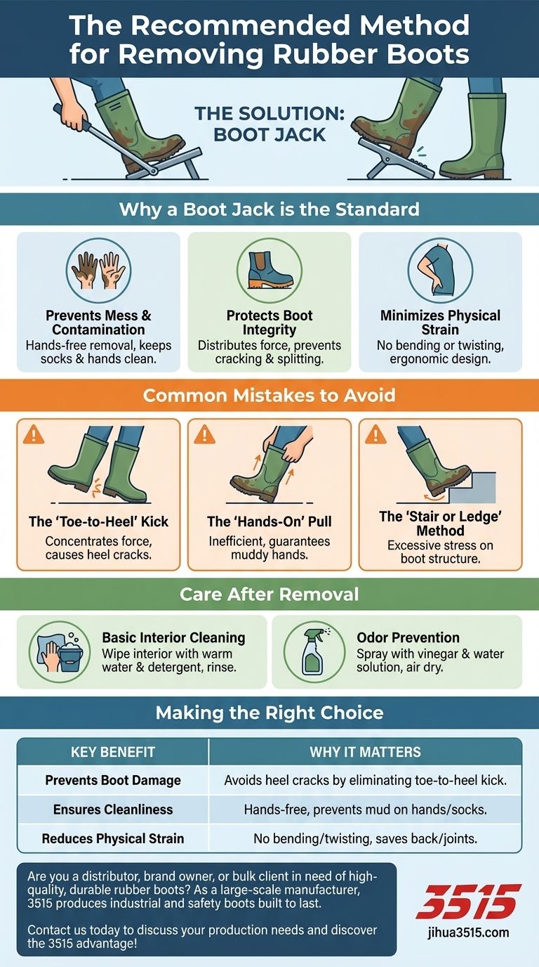 사용 후 고무 장화를 벗는 권장 방법은 무엇인가요? 올바른 도구로 장화를 보존하세요. 시각적 가이드