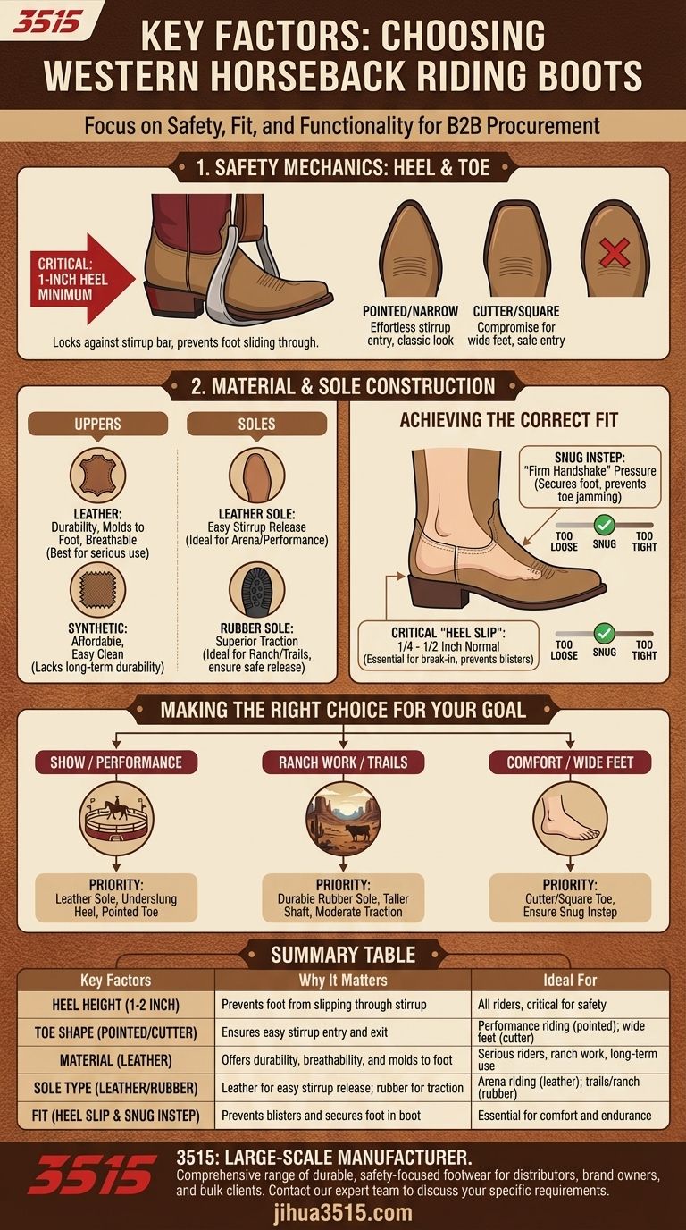 Quali sono i fattori chiave da considerare quando si acquistano stivali da equitazione Western? Una guida alla sicurezza e alla vestibilità Guida Visiva
