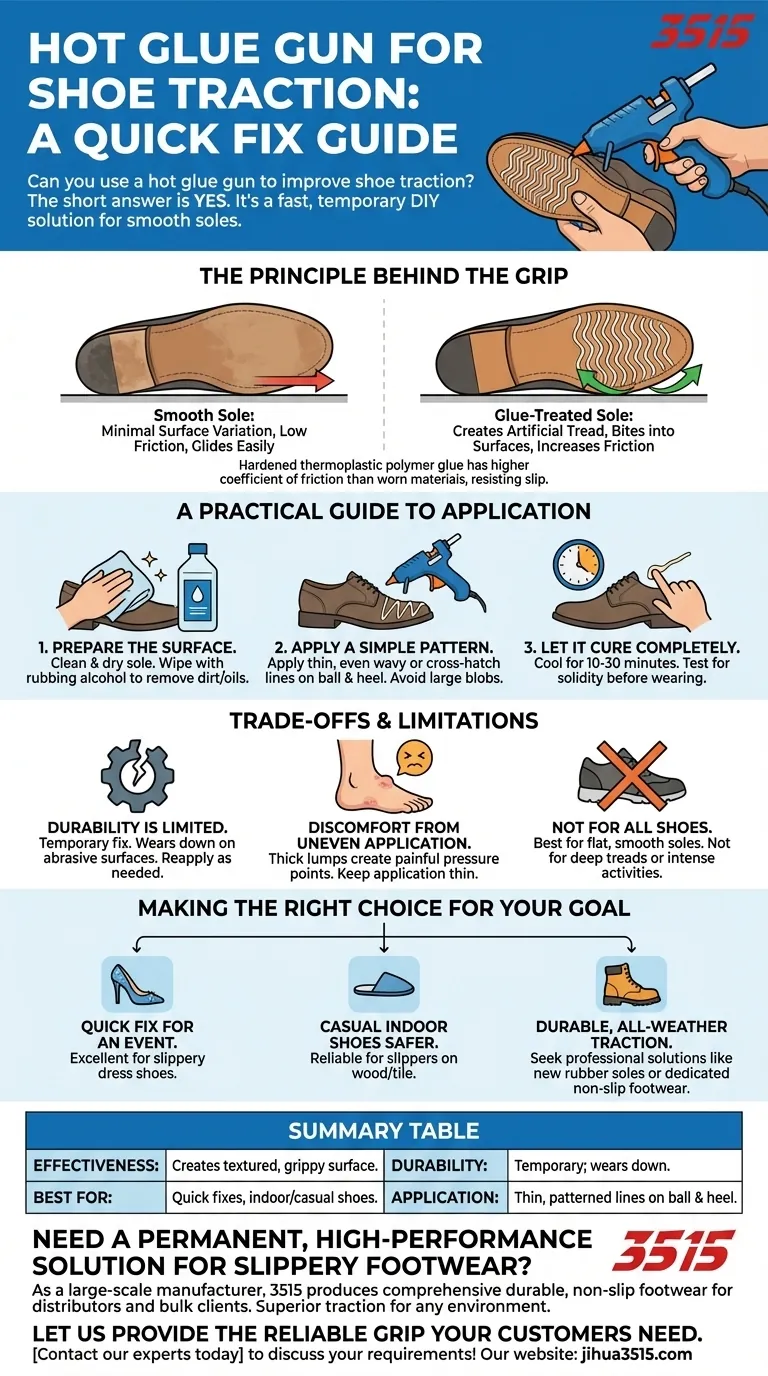 Come si può usare una pistola per colla a caldo per migliorare l'aderenza delle scarpe? Una rapida soluzione fai-da-te per suole scivolose Guida Visiva