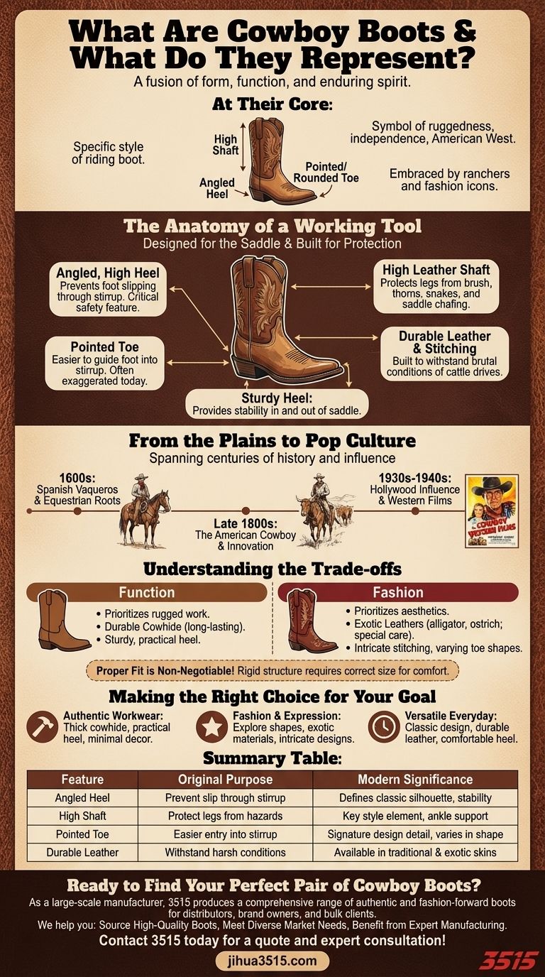 カウボーイブーツとは何ですか？また、それは何を象徴していますか？ 荒々しい独立心とスタイルの象徴 ビジュアルガイド