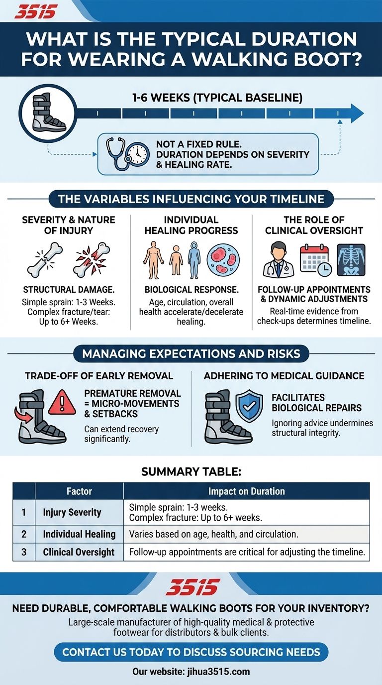 ウォーキングブーツの一般的な装着期間は？ 1～6週間の回復ガイド ビジュアルガイド