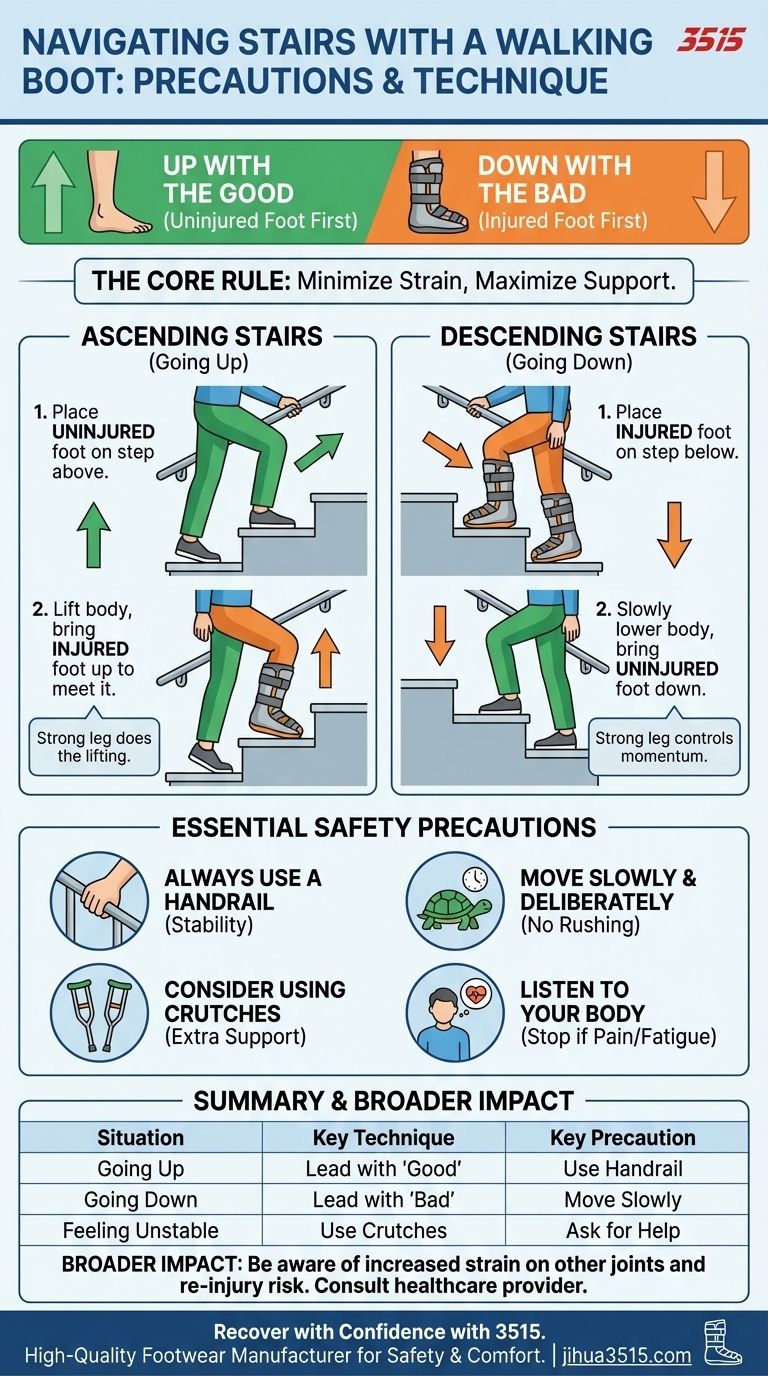 使用助行靴上下楼梯时应采取哪些预防措施？掌握安全的楼梯导航技巧以防摔倒 图解指南