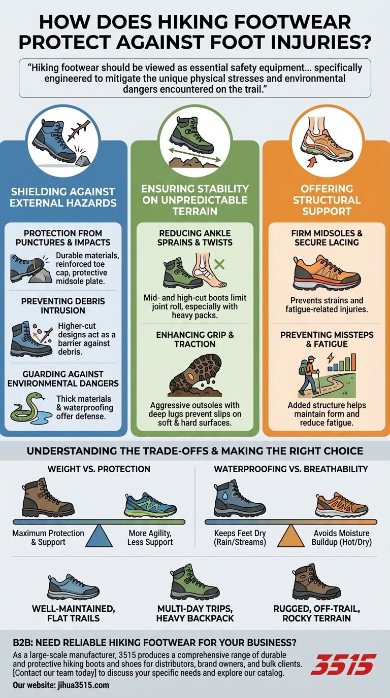 كيف تحمي أحذية المشي لمسافات طويلة من إصابات القدم؟ شرح ميزات السلامة الأساسية دليل مرئي