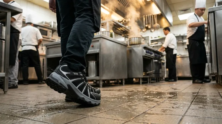 Come possono i lavoratori della ristorazione migliorare la resistenza allo scivolamento delle loro scarpe? Investi in calzature antiscivolo certificate per la massima sicurezza