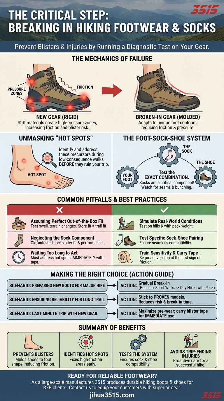Pourquoi est-il important de faire ses chaussures et ses chaussettes de randonnée avant une longue randonnée ? Prévenir les ampoules et les blessures aux pieds Guide Visuel
