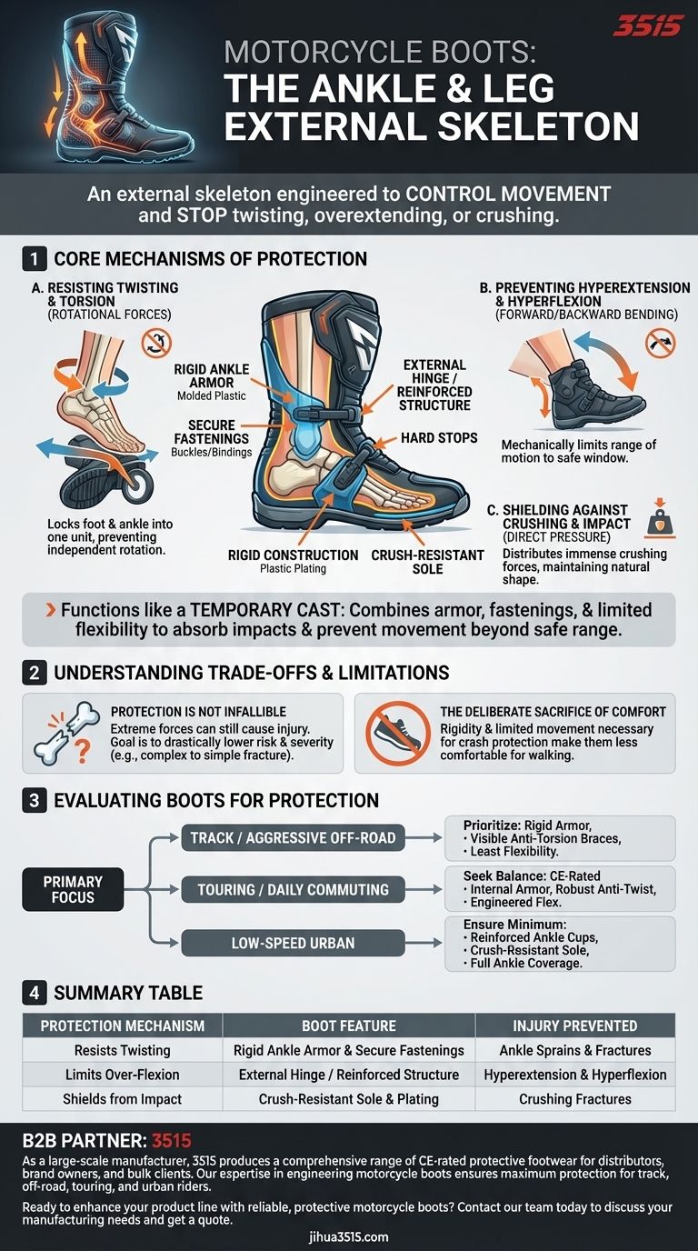 オートバイのブーツは、クラッシュ時の足首と脚の動きに関連する怪我をどのように防ぐことができますか？保護メカニズムを発見する ビジュアルガイド