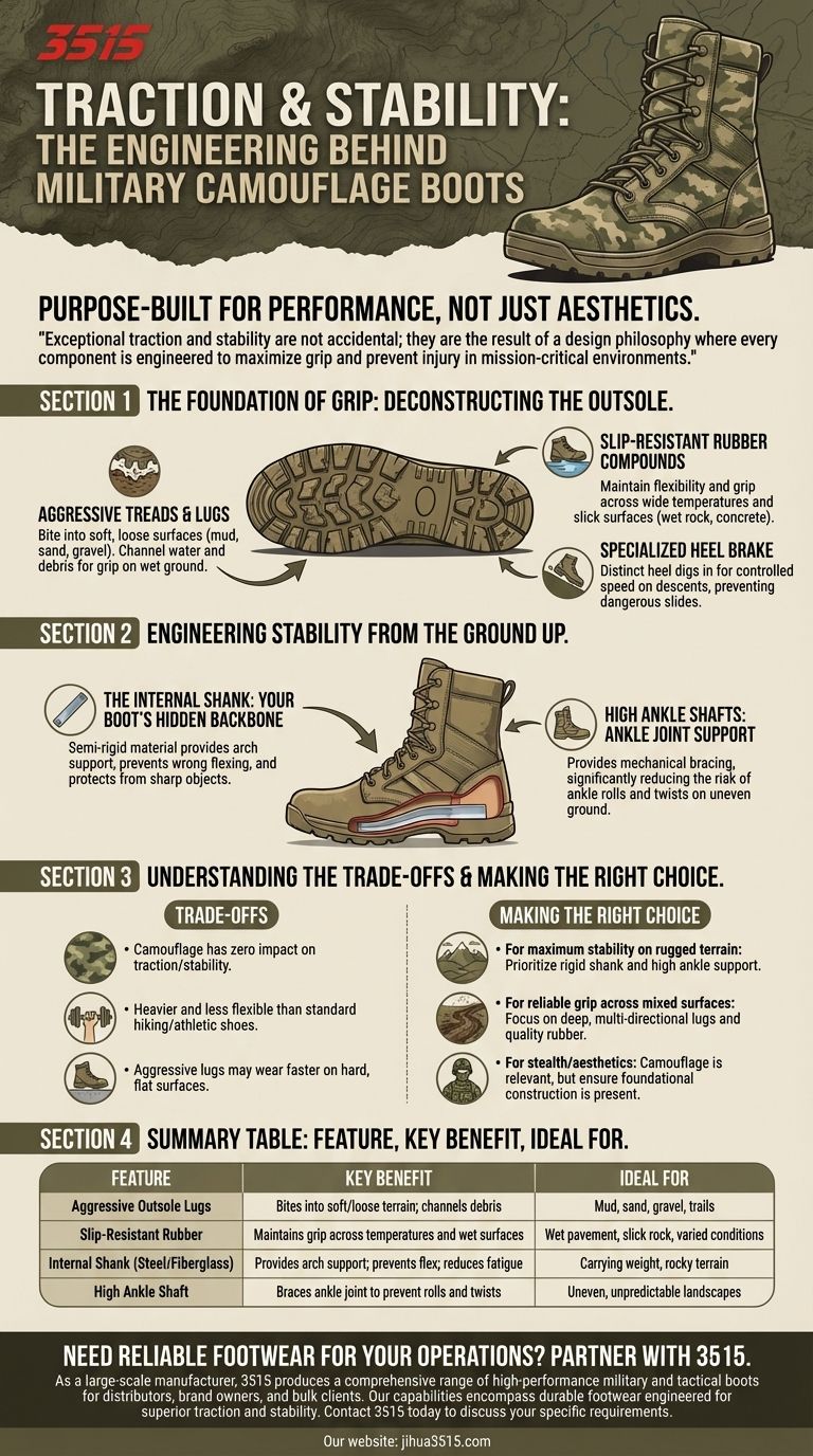 トラクションと安定性の面で、軍用迷彩ブーツの利点は何ですか？比類なきグリップとサポートを手に入れましょう ビジュアルガイド