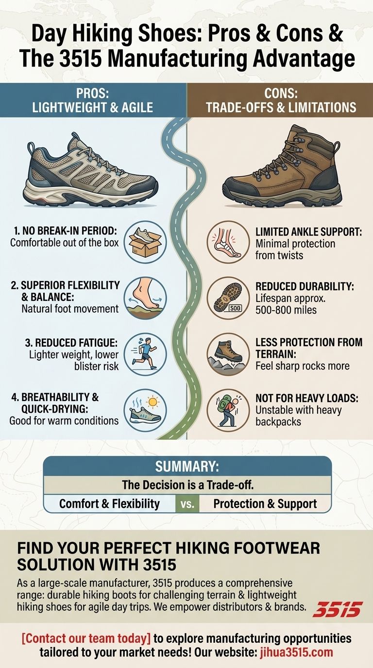 Quels sont les avantages et les inconvénients des chaussures de randonnée de jour ? Le confort léger contre le soutien Guide Visuel