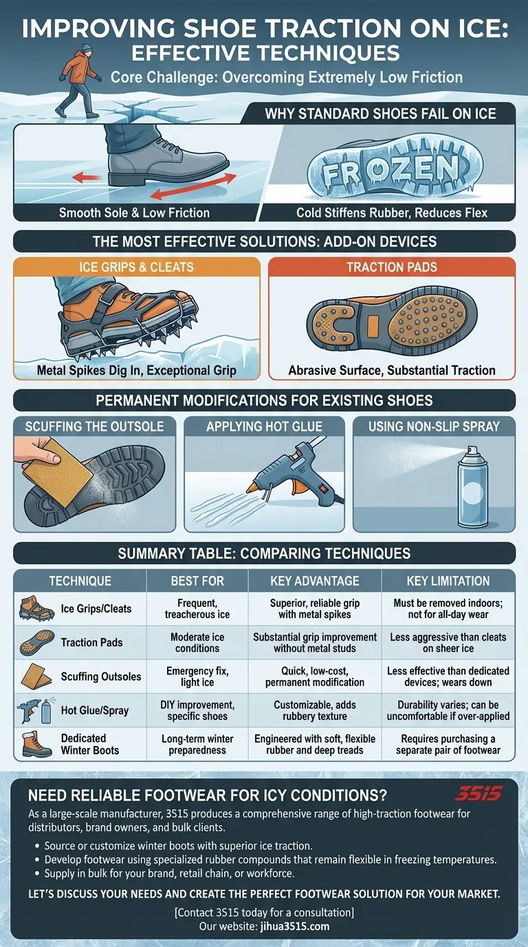 Quelles techniques peuvent améliorer l'adhérence des chaussures sur la glace ? Marchez avec confiance sur les surfaces glissantes Guide Visuel