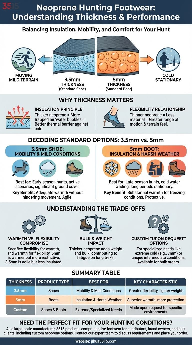 Какие варианты толщины доступны для неопреновой охотничьей обуви и сапог? Выбирайте для тепла или мобильности Визуальное руководство