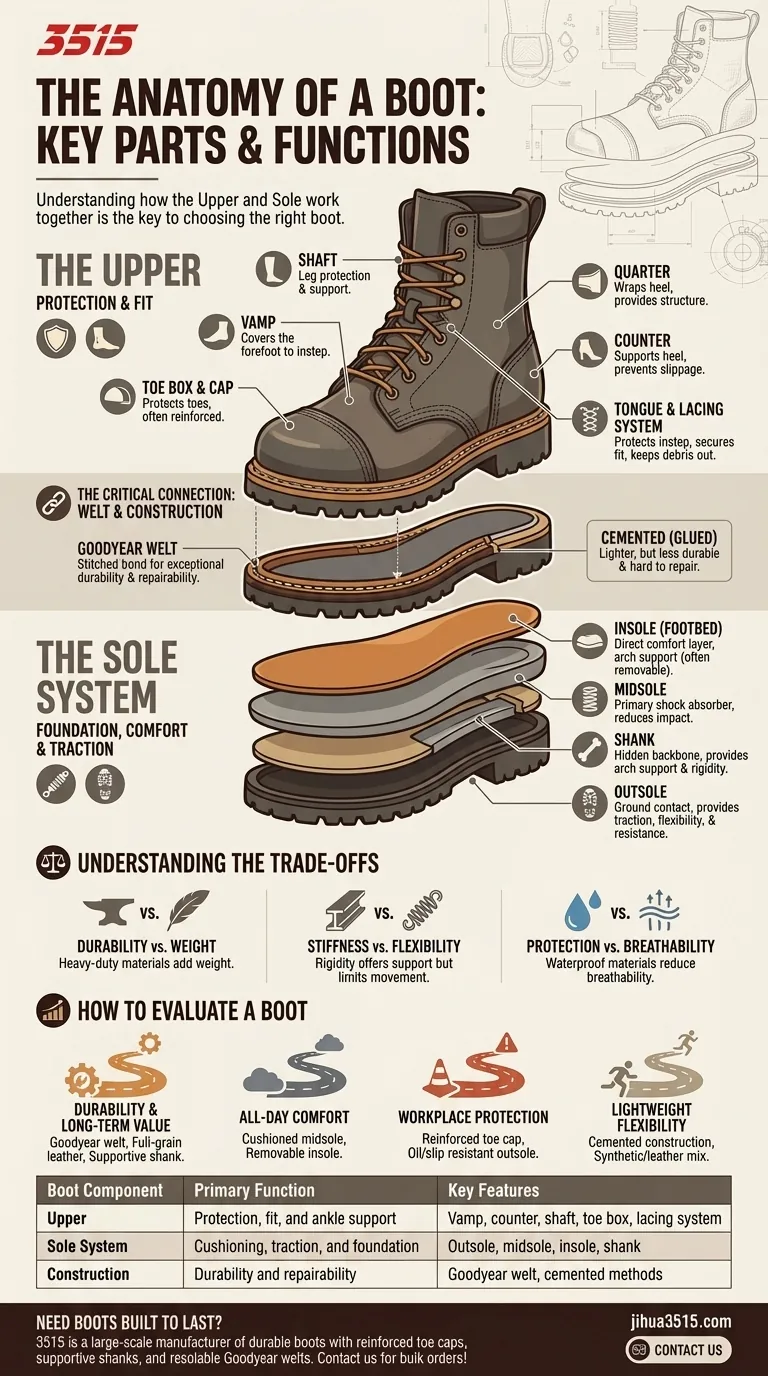 Was sind die Hauptbestandteile der Anatomie eines Stiefels? Ein Leitfaden für überlegene Unterstützung und Haltbarkeit Visuelle Anleitung