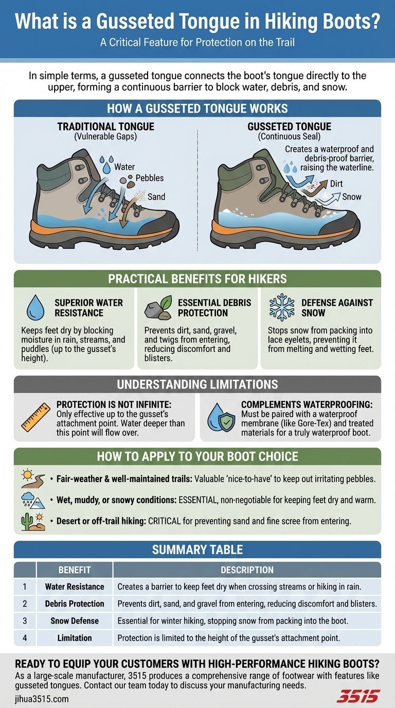 ハイキングブーツにおけるガゼットタンとは何ですか？ 乾いた、ゴミの入らない足のための鍵 ビジュアルガイド