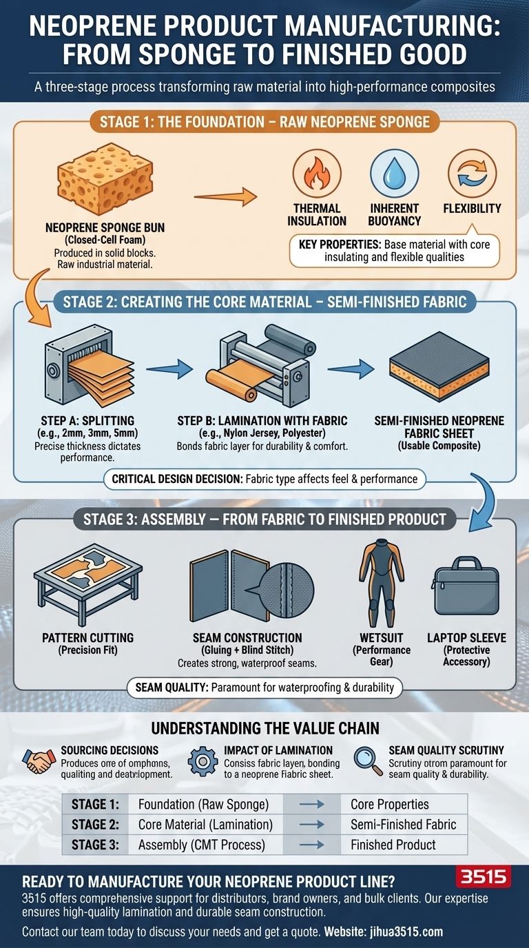 Quelles sont les étapes de fabrication des produits en néoprène ? De l'éponge au produit fini Guide Visuel
