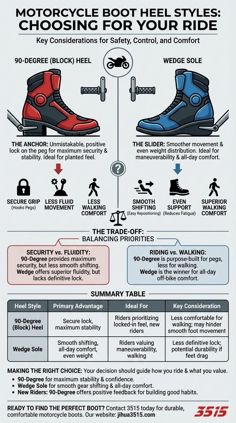 ما الذي يجب مراعاته عند اختيار نمط الكعب لأحذية الدراجات النارية؟ ابحث عن توازنك المثالي بين الثبات والراحة دليل مرئي