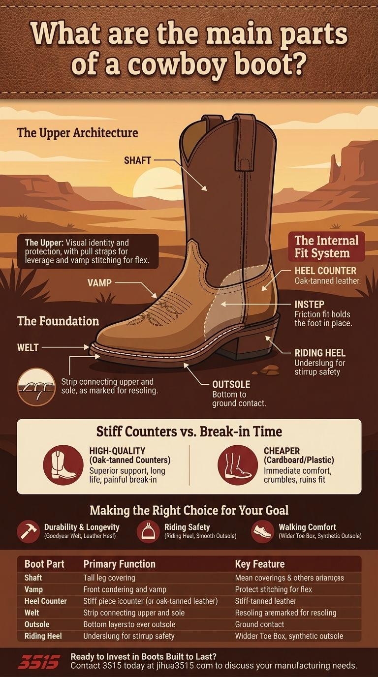 牛仔靴的主要组成部分是什么？优质结构与耐用性指南 图解指南