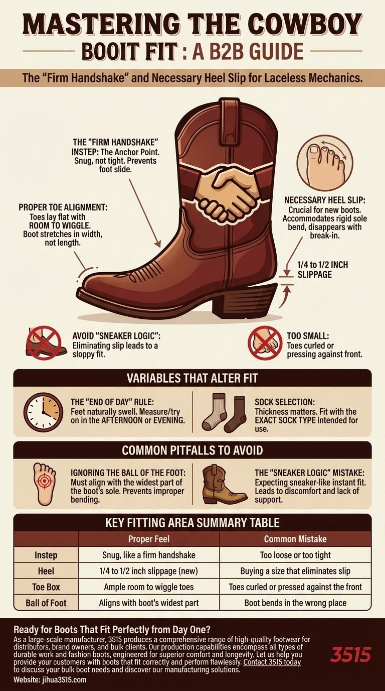 Как правильно подобрать ковбойские сапоги? Освойте плотный подъем и скольжение пятки для идеальной посадки Визуальное руководство