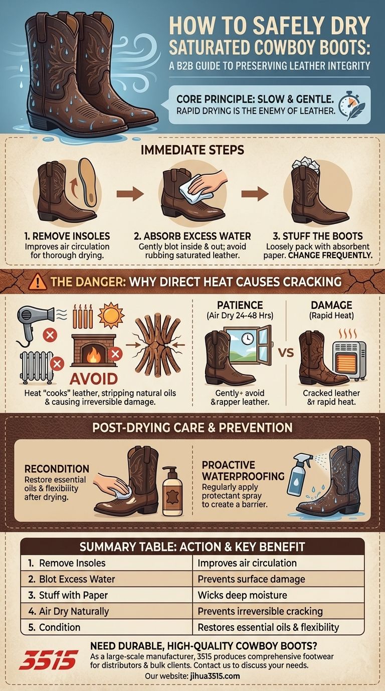 كيف يجب تجفيف أحذية رعاة البقر إذا تشبعت بالماء؟ دليل خطوة بخطوة لإنقاذ أحذيتك دليل مرئي