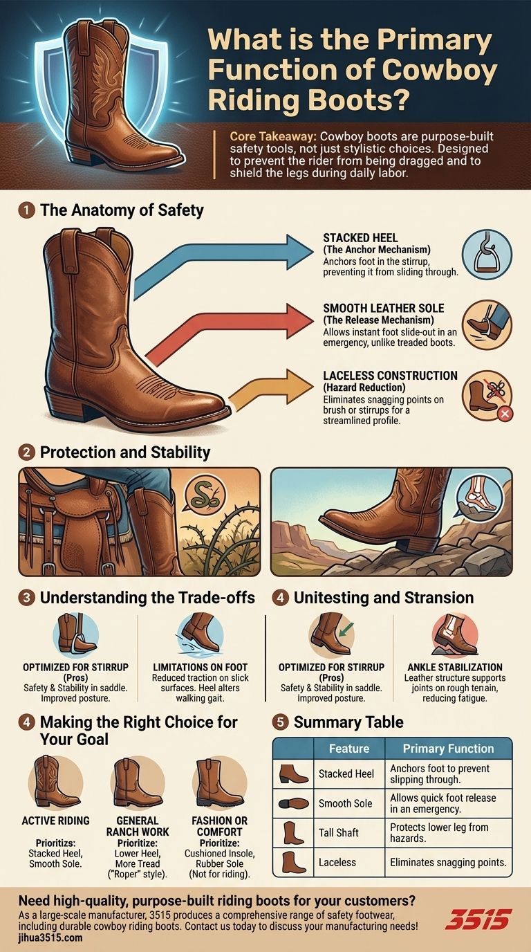 ¿Cuál es la función principal de las botas de montar de vaquero? Desglosando su papel esencial de seguridad y estabilidad Guía Visual