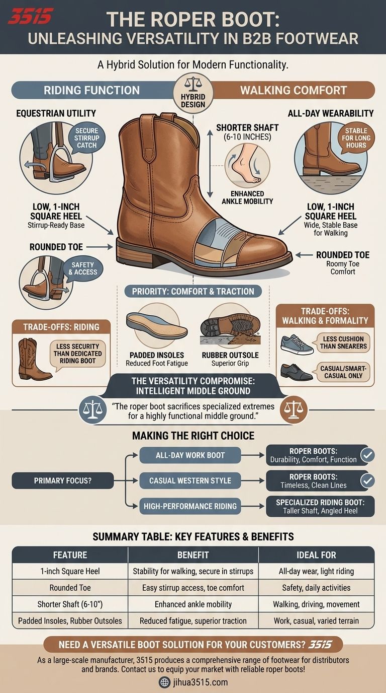 ¿Qué hace que las botas roper sean versátiles? El híbrido definitivo para el trabajo, la equitación y el estilo Guía Visual