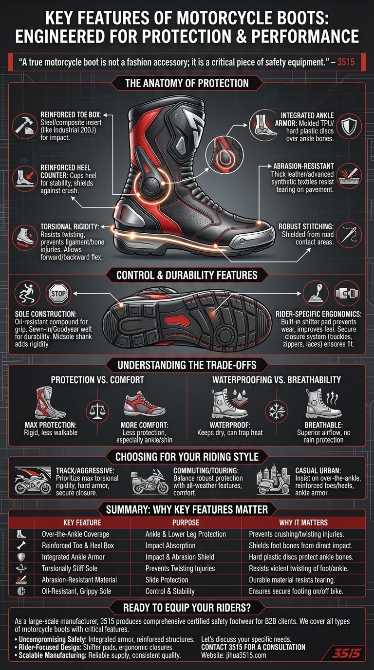 Quali sono le caratteristiche chiave che dovrebbero avere gli stivali da moto? Guida essenziale alla sicurezza e alla protezione Guida Visiva
