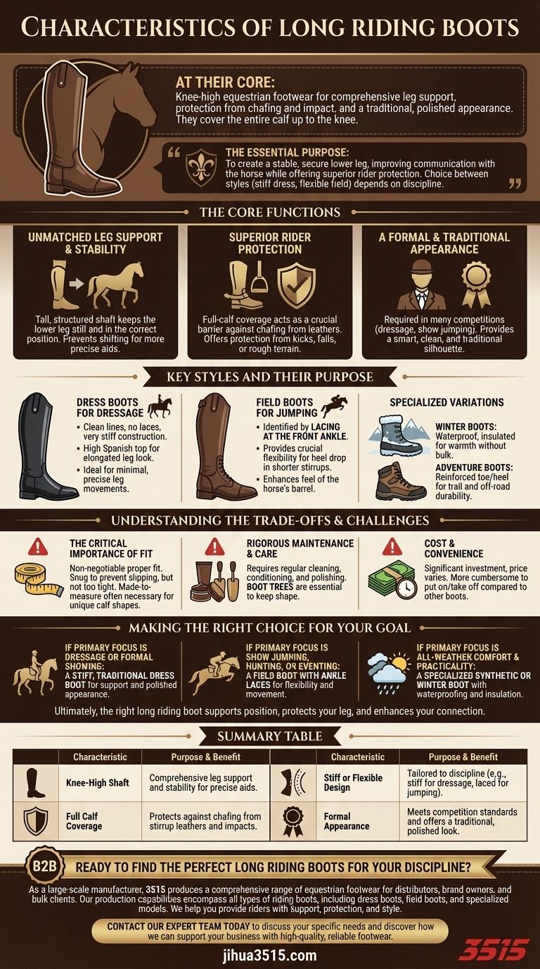 What are the characteristics of long riding boots? Support, Protection & Style for Equestrians Visual Guide
