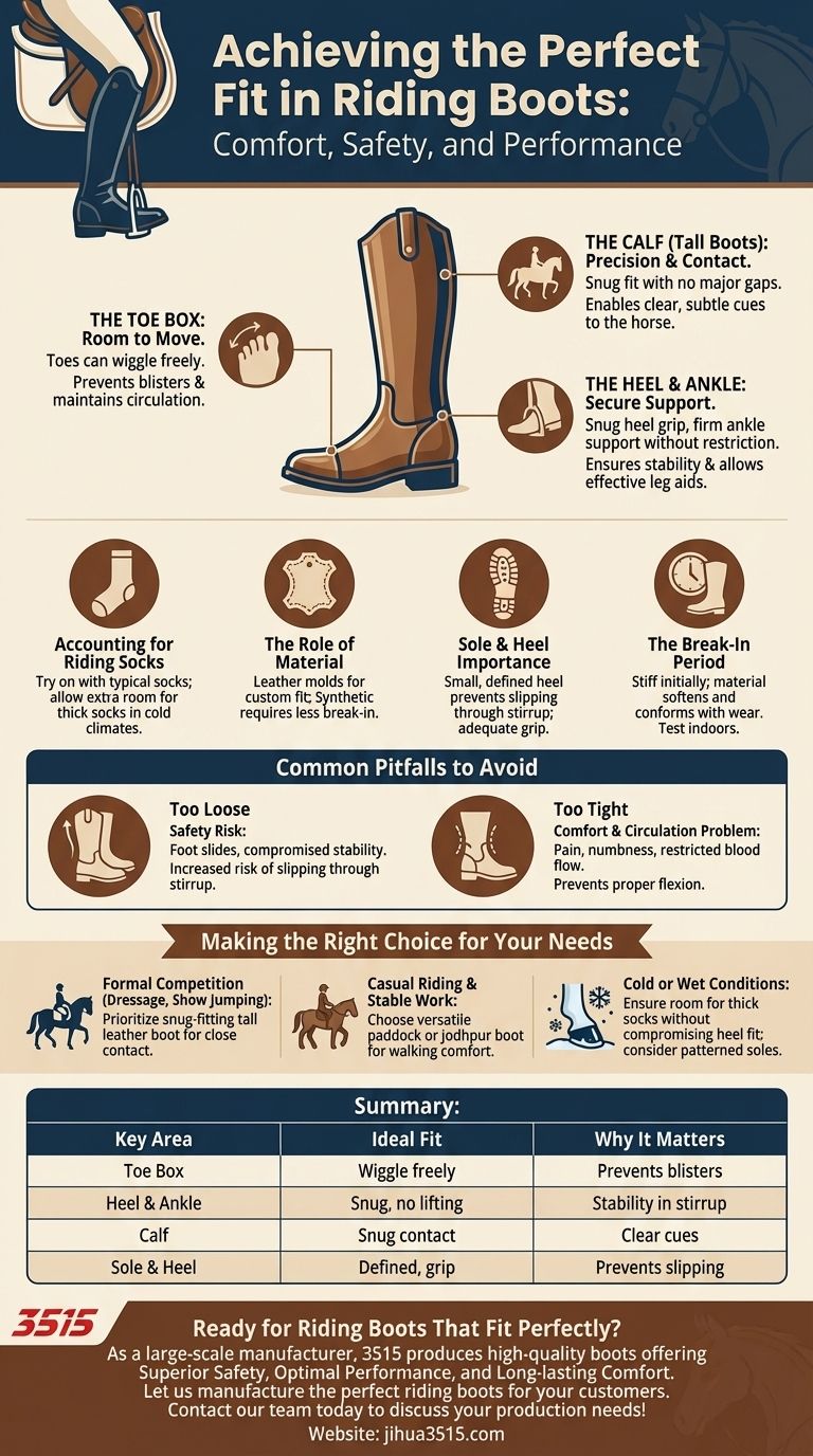 ¿Qué se debe considerar para un ajuste cómodo en las botas de montar? Una guía sobre calzado ceñido, seguro y eficaz. Guía Visual