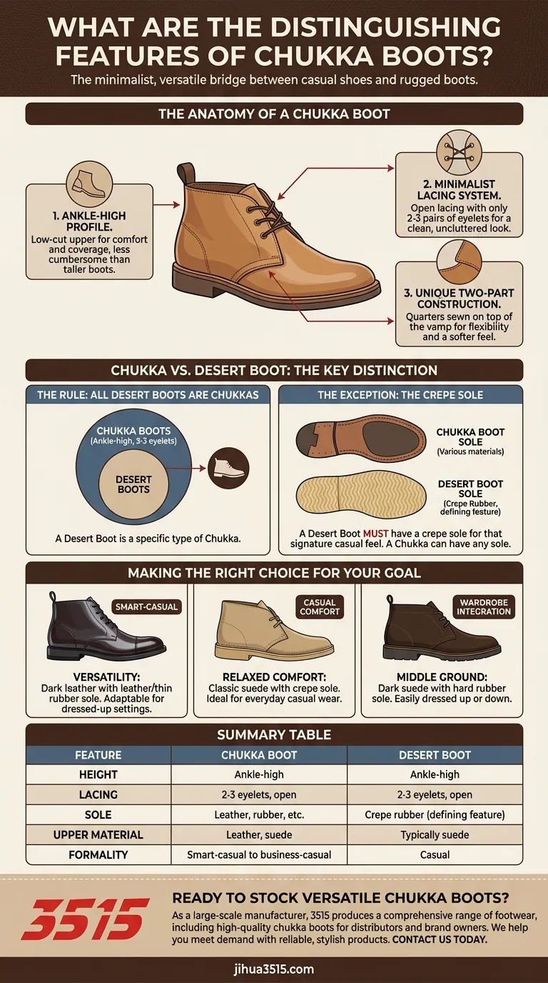 Quelles sont les caractéristiques distinctives des bottines chukka ? Votre guide d'un style intemporel Guide Visuel