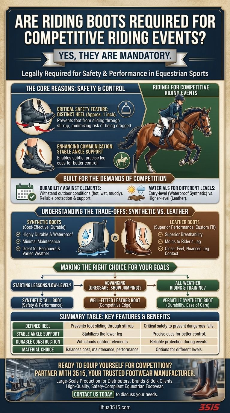 ¿Son necesarias las botas de montar para los eventos ecuestres de competición? Un mandato de seguridad y rendimiento Guía Visual