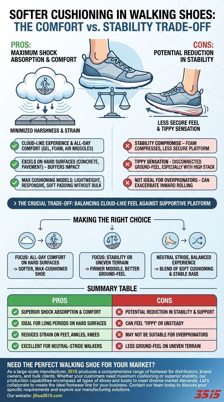Quels sont les avantages et les inconvénients d'un amorti plus souple dans les chaussures de marche ? Équilibre Confort & Stabilité Guide Visuel