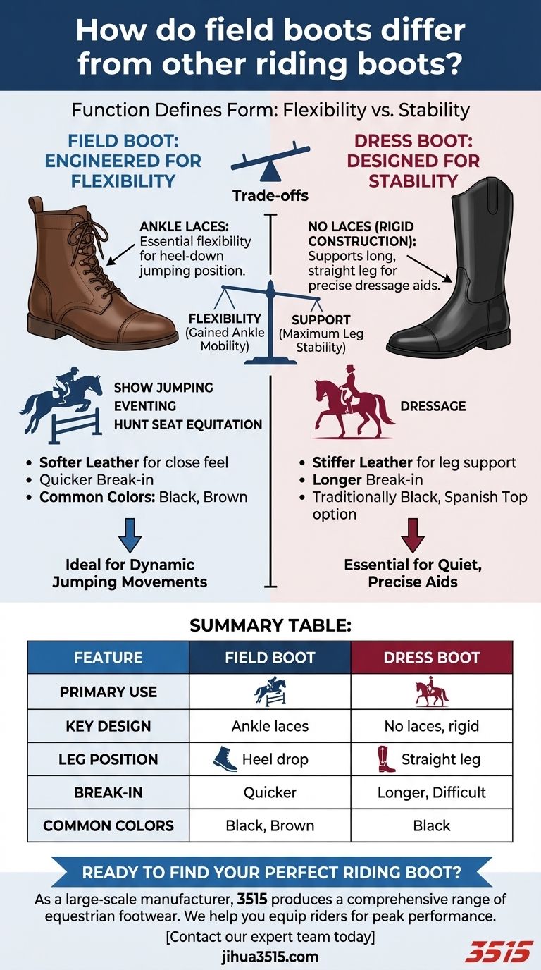 ¿Cómo se diferencian las botas de campo de otras botas de montar? La distinción clave es la flexibilidad del tobillo. Guía Visual