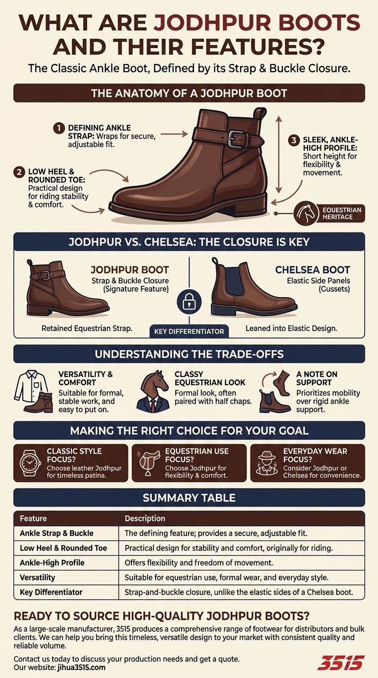 Cosa sono gli stivali Jodhpur e quali sono le loro caratteristiche? Scopri lo stivale alla caviglia classico con eredità equestre Guida Visiva