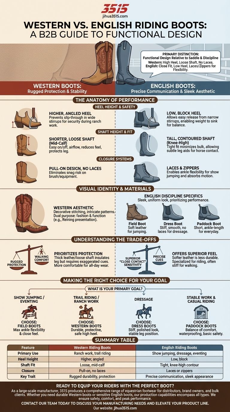 ¿En qué se diferencian las botas de montar Western de las botas de montar English? Una guía de forma, función y ajuste Guía Visual