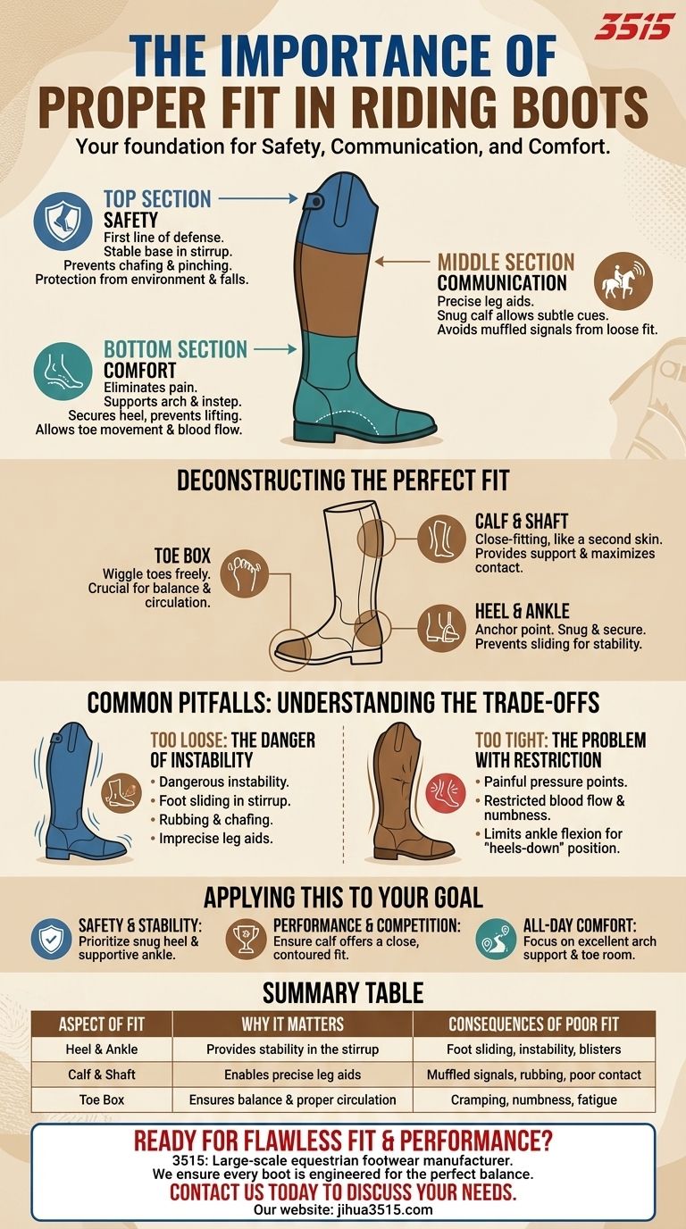 ライディングブーツの適切なフィット感が重要なのはなぜですか？安全性、コミュニケーション、快適さのために不可欠です。 ビジュアルガイド