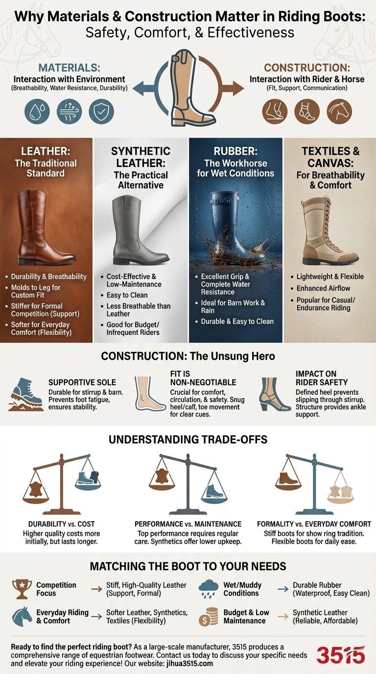 لماذا تعتبر المواد والبناء مهمين في أحذية الركوب؟ ابحث عن الحذاء المثالي للسلامة والأداء دليل مرئي