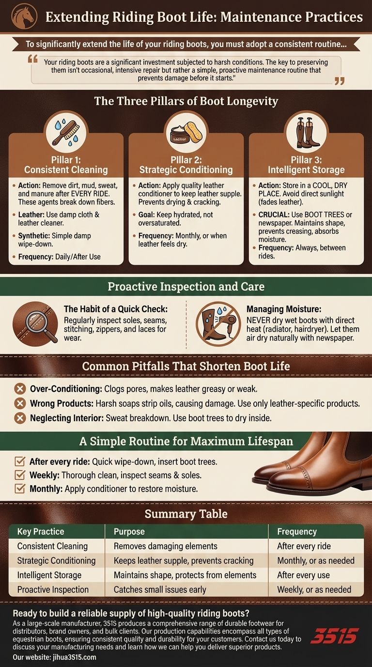 ¿Qué prácticas de mantenimiento prolongan la vida útil de las botas de montar? Proteja su inversión con una rutina sencilla Guía Visual