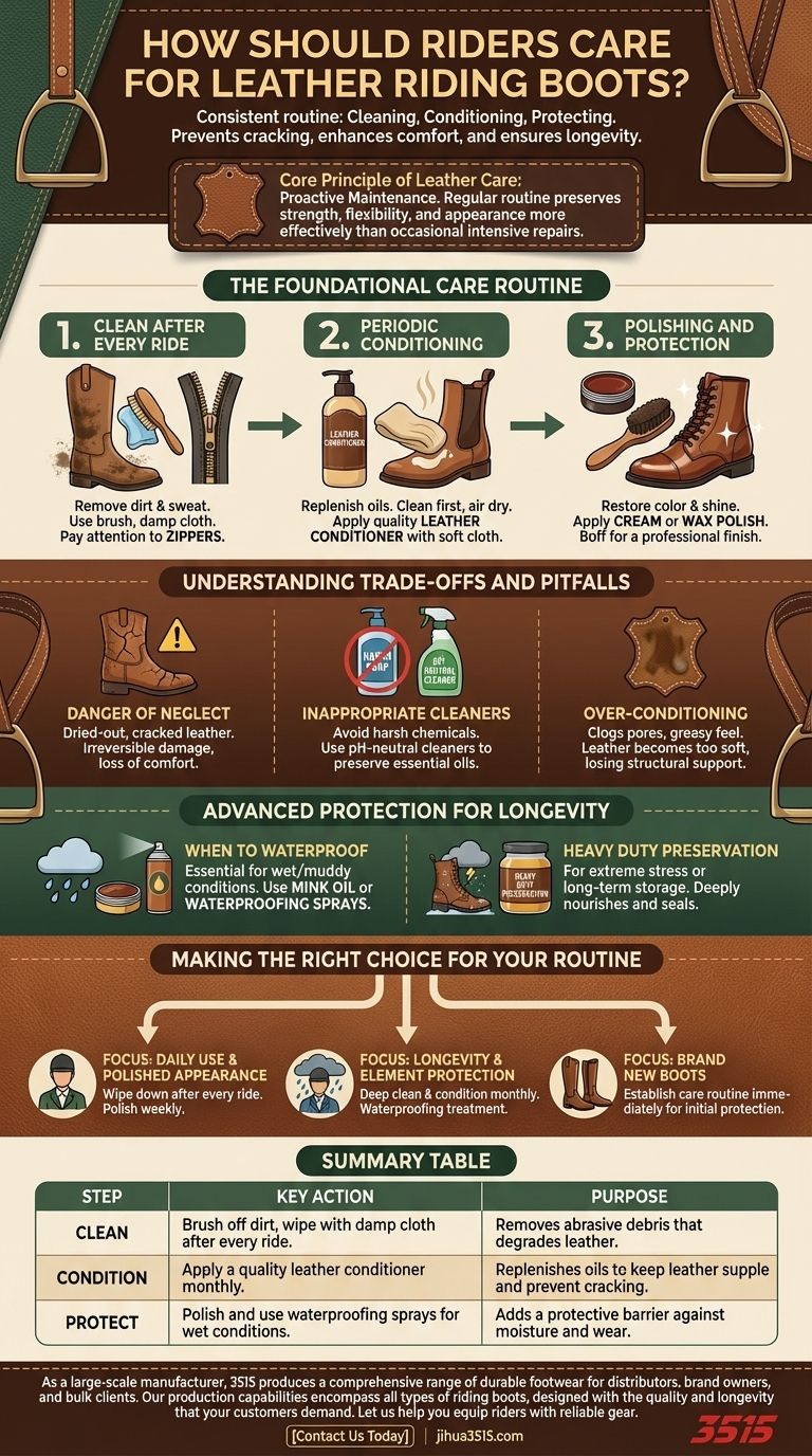 Как ухаживать за кожаными сапогами для верховой езды? Руководство по долговечности Визуальное руководство