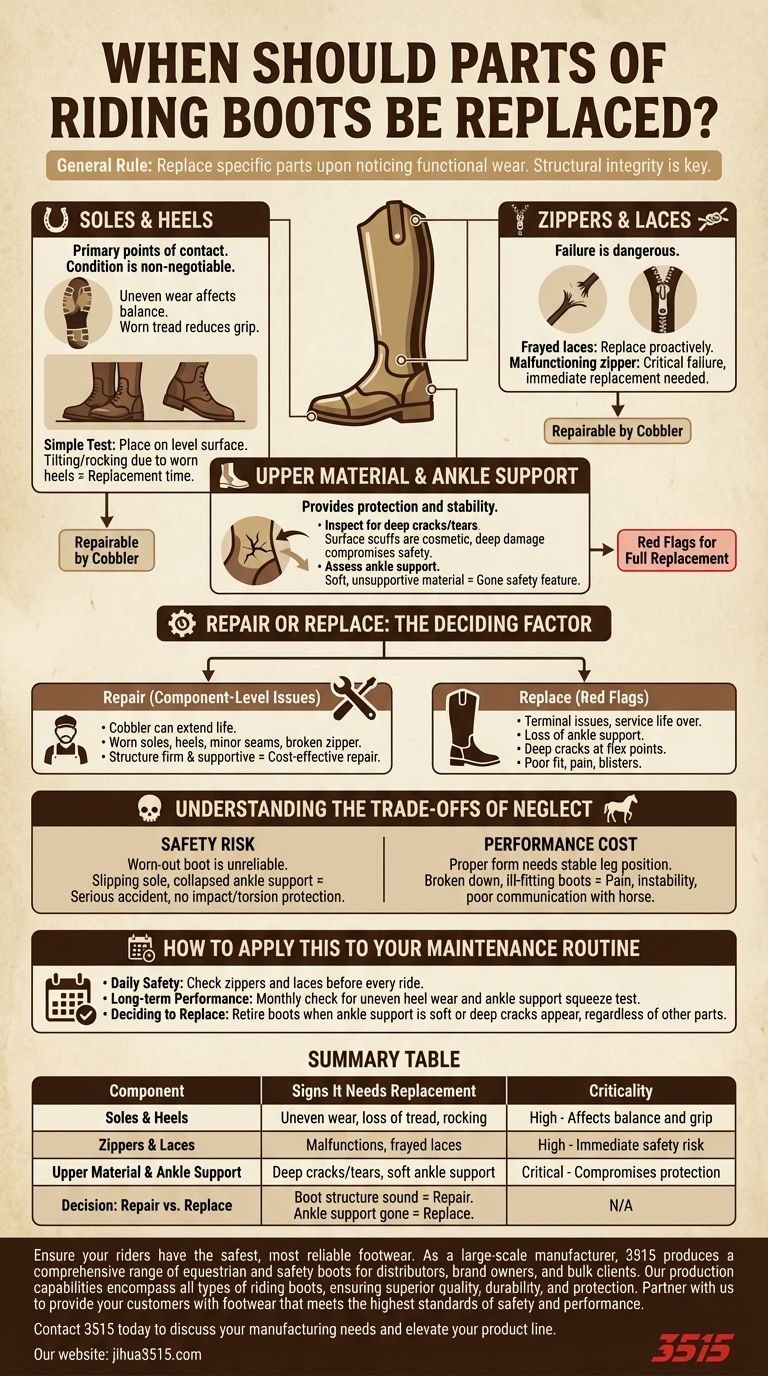 승마 부츠의 부품은 언제 교체해야 할까요? 안전 및 성능 가이드 시각적 가이드