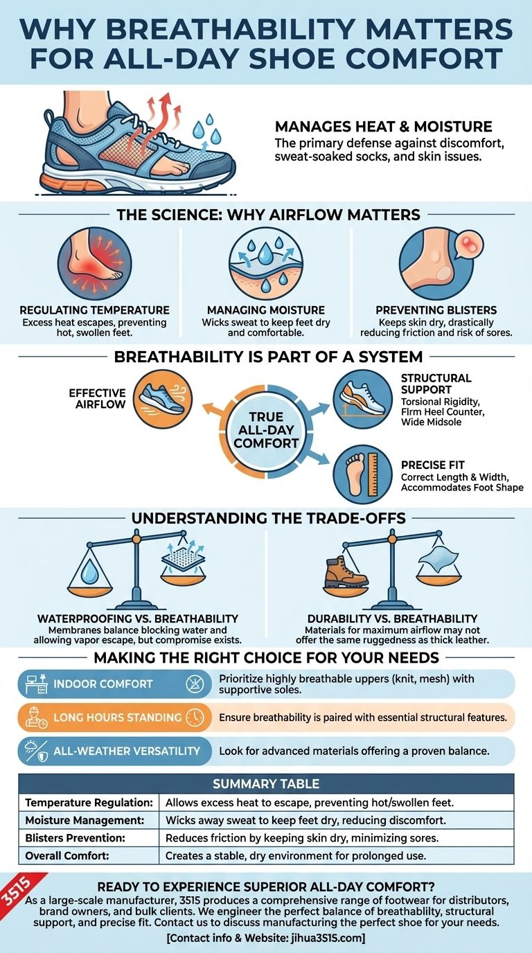 ¿Por qué es importante la transpirabilidad en el calzado para usarlo todo el día? Previene el sudor, las ampollas y la fatiga Guía Visual
