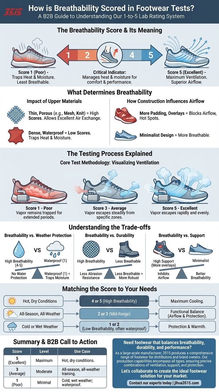 How is breathability scored in the tests? Understand Shoe Ventilation for Optimal Comfort Visual Guide