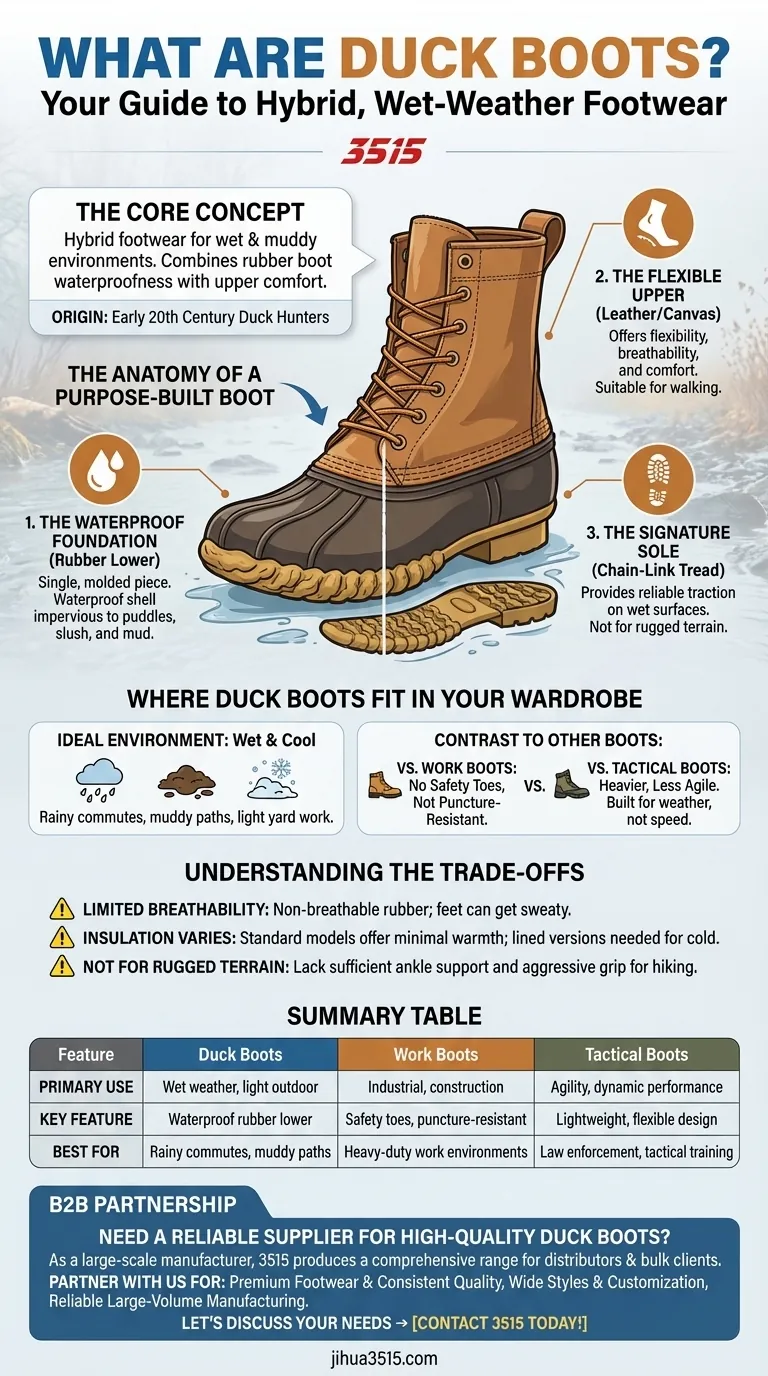 Cosa sono gli stivali da duck? L'ibrido definitivo per il tempo umido Guida Visiva