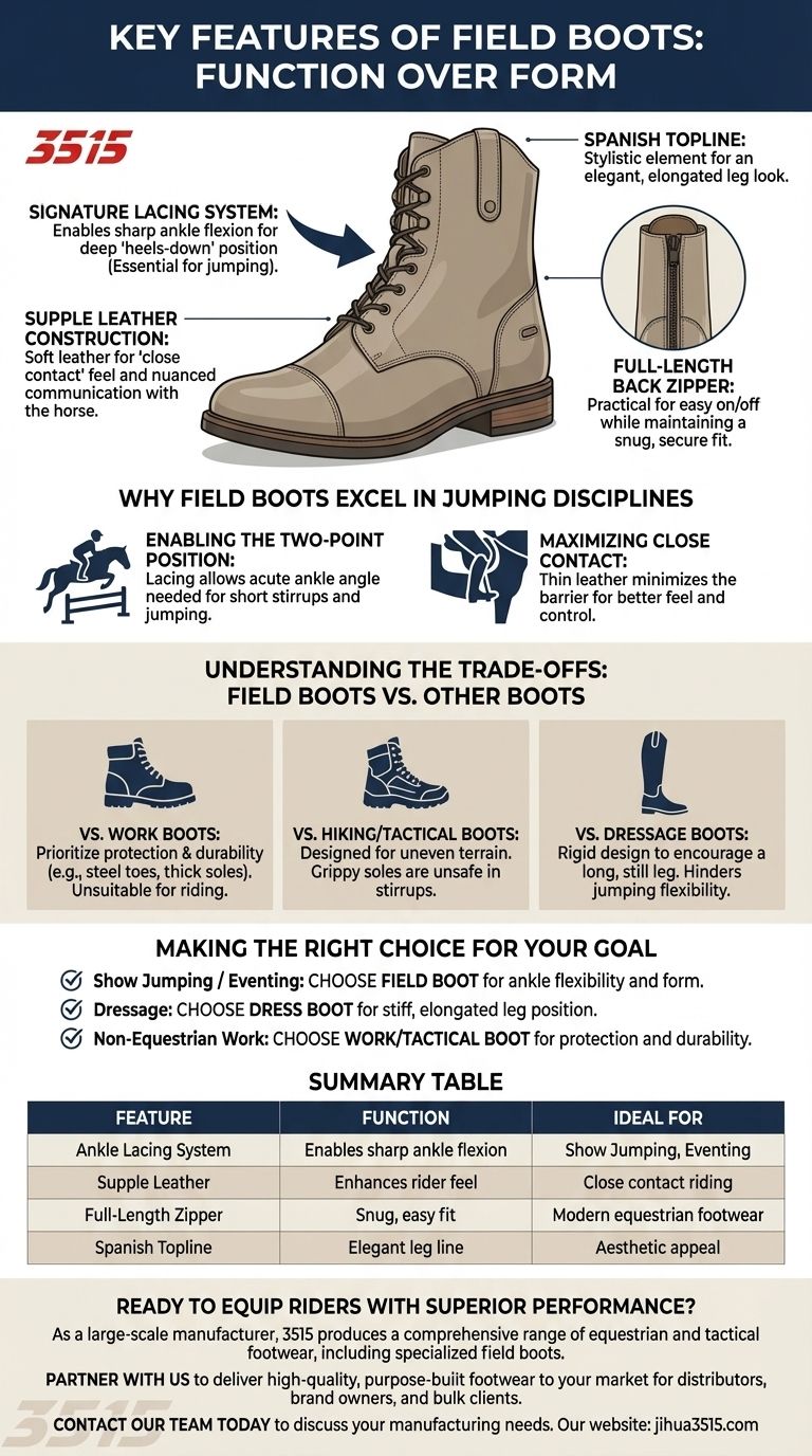 Каковы ключевые особенности полевых сапог? Разработаны для выступлений в конкуре Визуальное руководство
