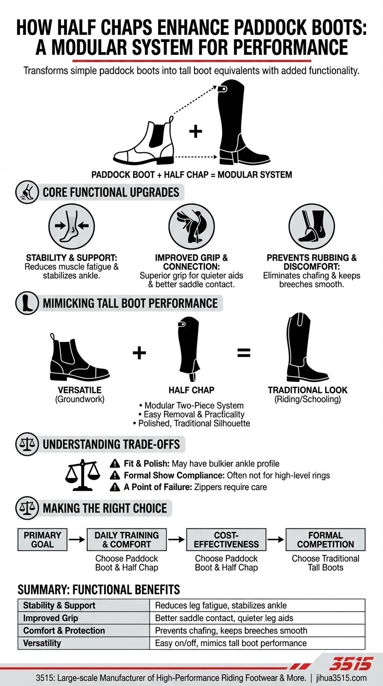 Como os meio-chaps aprimoram a funcionalidade das botas de equitação? Um guia para um melhor desempenho na montaria Guia Visual