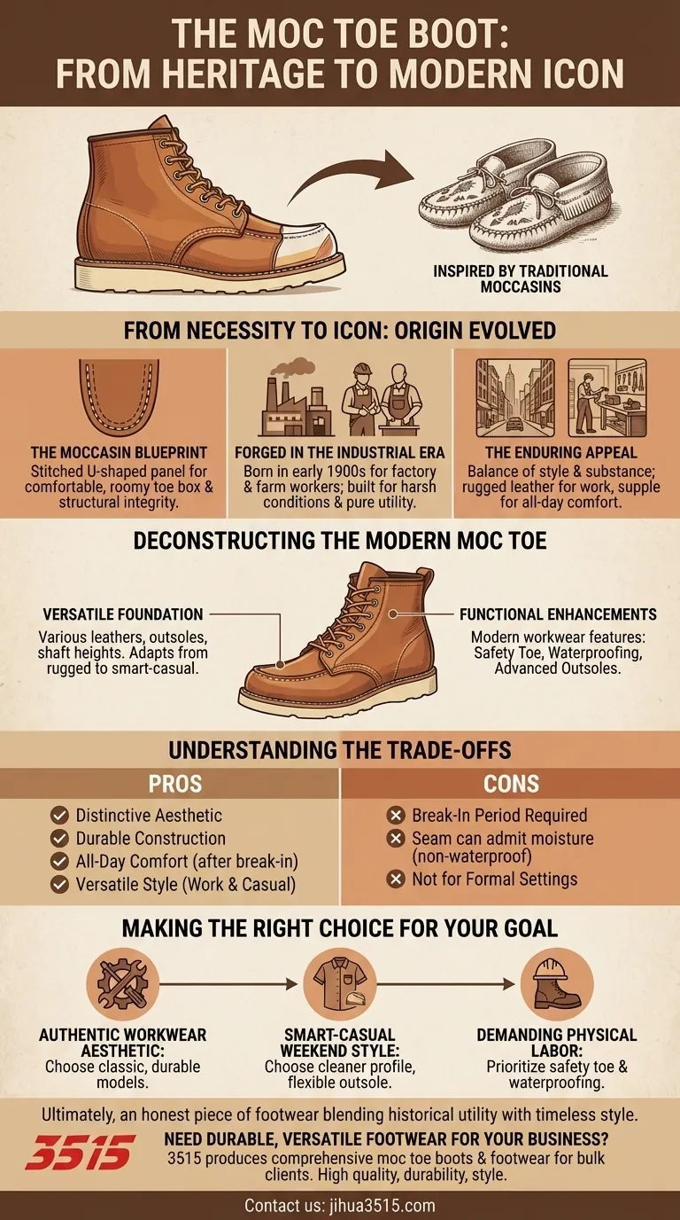 Da cosa sono ispirati gli stivali moc toe? Un'immersione profonda nel patrimonio e nello stile robusto Guida Visiva