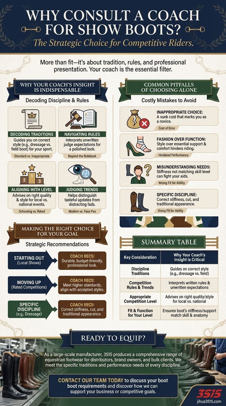 Pourquoi est-il important de consulter un entraîneur lors du choix des bottes de compétition ? Évitez les erreurs coûteuses en piste Guide Visuel